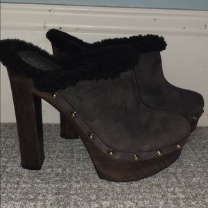 Gucci Women's Gray Suede Clogs